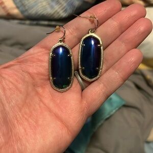 Kendra Scott Black Gold Iridescent Large Danielle Drop Earrings RARE